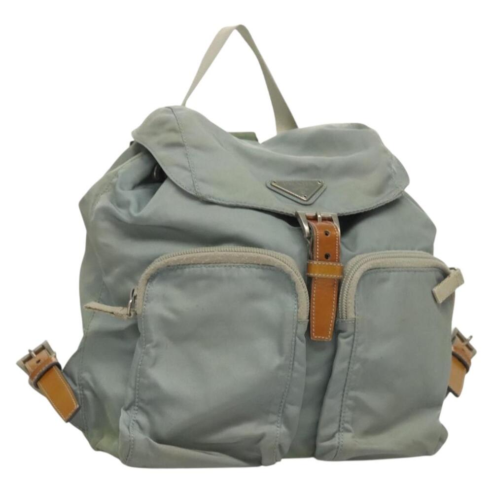 PRADA Backpack Nylon Light Blue Silver